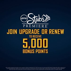 Swing into 5,000 Bonus Points when you join, renew, or upgrade to an AMC Stubs Premiere membership! amc.film/2qperTo | AMC Theatres