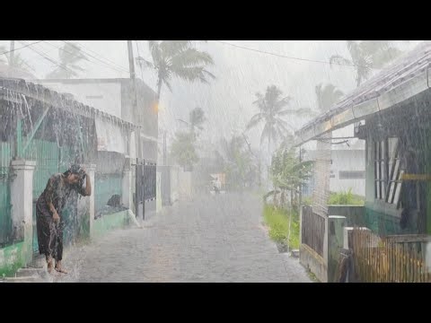 SUPER HEAVY RAIN AND STRONG WINDS DESTROYED. RAIN SOUNDS FOR SLEEPING 🌧️