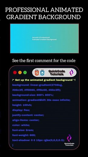 Professional Animated Gradient Background | Smooth Gradient Animation using HTML & CSS #codingstyle