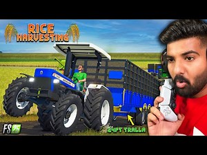 New Holland 5620 4x4 vs 24ft Tralla | Rice Harvesting | FS25 | Happy Goldsmith