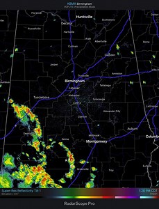 2K views · 14 reactions | Radar Check -> Scattered showers and thunderstorms are moving towards the Tuscaloosa and Birmingham areas, but are exhibiting a slight weakening trend at the moment. Expect a brief disruption to any outdoor plans as this activity passes by. #alwx | US National Weather Service Birmingham Alabama | Facebook