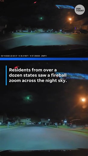 Rare, green fireball beams in the night. Watch it streak across the sky.