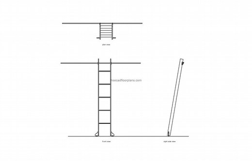 Library Rolling Ladder - Free CAD Drawings