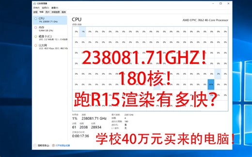 学校花40万元买来的电脑！238081.71GHZ! 180核！跑R20渲染有多快？