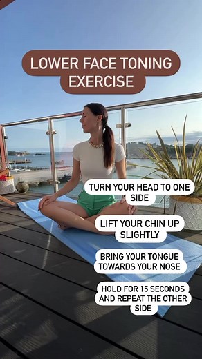 Lower face toning exercise 💆🏻‍♀️Turn your head to one side. Tilt your chin up slightly. Bring your tongue towards your nose Hold for 15 seconds and then repeat the other side ❤️ #faceyoga #naturalfacelift #faceyogaexpert #holisticfacelift #faceyogateacher #facialyoga #lowerfacelift #yogaface | The Face Yoga Expert