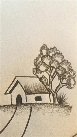 How to drawing tree house #naturelandscape #drawing #bestscenery