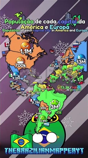 |• População de cada capital da Europa e América •| #map #mapper #mapping #geographythroughmaps