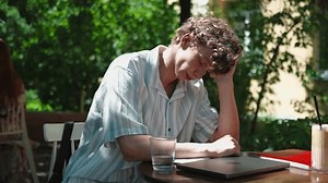 Upset Exhausted Guy Laptop Sitting Typing Stock Footage Video (100% Royalty-free) 3551107701 | Shutterstock