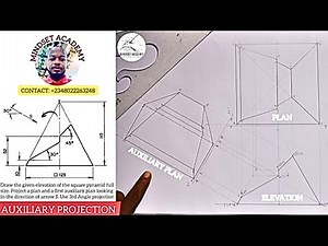 FIRST AUXILIARY PLAN: Truncated Square Pyramid In Auxiliary Projection.