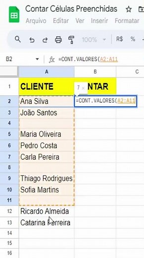 Contar Células Preenchidas no Google Planilhas #googlesheets