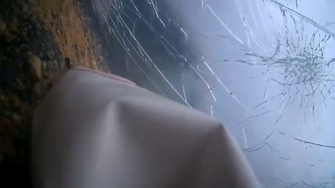 Shocking landslide swallows car on Turkish highway