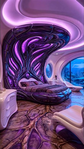 This Bedroom Looks Like a $1,000,000 Alien Palace 👽💜 #diy #home #design