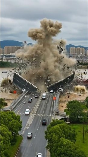 Runaway Train Loses Control and Crashes Into the Bridge 😱💥 #disaster #shorts