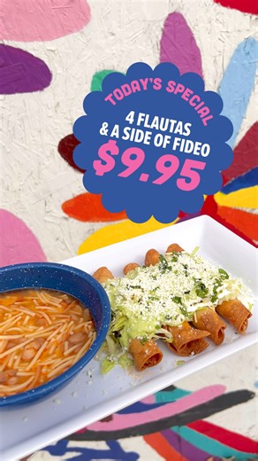 3.1K views · 15 reactions | Join us for lunch! Our Wednesday lunch special is 4 flautas with a side of fideo for $9.95 陋✨ Available from 11AM-6PM  Dine in, call us to order to go or order online !✨ https://nanastaqueria.hrpos.heartland.us/menu | Nana's Taqueria | Facebook