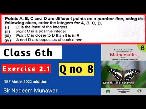 Class 6 Exercise 2.1 Q no 8 NBF Maths Ex 2.1 Different Points on number line Sir Nadeem Munawar