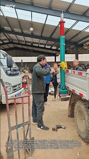 "Fast & Smart Folding Boom Crane Setup! 🏗️ DIY Hydraulic Lift Trick"