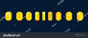 Pixel Art Gold Coin Animation Step Stock Vector (Royalty Free) 1493164430 | Shutterstock