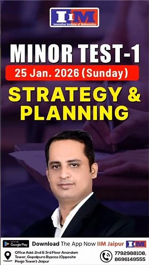 MINOR TEST-1 | 25 Jan 2026 (Sunday) | Strategy & Planning | Onkar Singh Bhati Sir