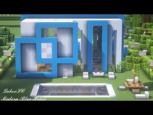 How to Build a Modern Blue House | Minecraft Tutorial 💙 (#27)