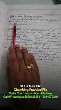 Class 12 Chemistry Practical File NIOS | NIOS Class 12 Chemistry 313 solved practical file