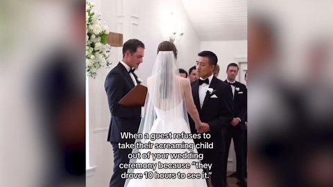 Bride Can’t Hide Reaction As Wedding Vows Interrupted by ‘Screaming’ Child