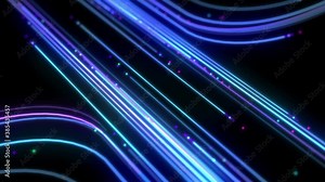 4K footage. Neon lines. Technology abstract. Connection digital data. Big data concept. Futuristic background. Blue light. Motion design.