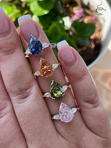 Pear Cut Trinity Engagement Ring: 3CT Crushed Ice Simulated Diamond, Sterling Silver - Etsy