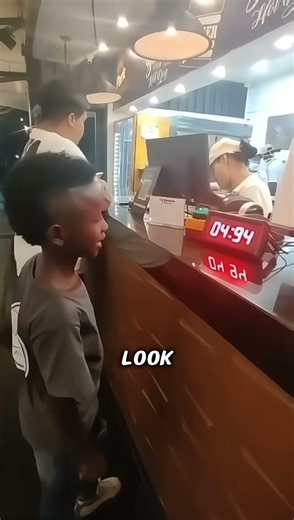 This kid must stop the timer at 5 seconds to eat for free.