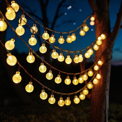 Solar String Lights – 100 LED Crystal Globe Fairy Lights, Waterproof Outdoor Garden & Party - Etsy