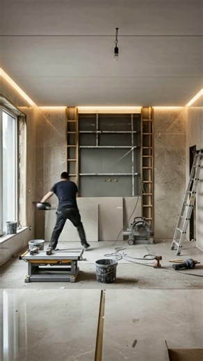 Luxury Contemporary Living Room (Marble & Brass Lounge)#shorts