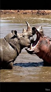Rhino vs Hippo: The Ultimate Mud Battle! 🦏🆚🦛 #shorts