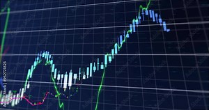 Financial data and stock market trends animation with fluctuating graphs and percentages