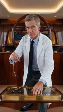 Industrial boat engine production and installation process in motion.