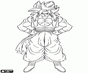 Son Goku, Super Saiyan 4 para colorear, pintar e imprimir