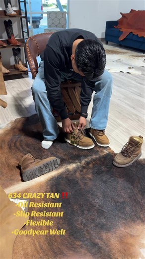 634 CRAZY TAN • Oil Resistant • Slip Resistant • Flexible • Goodyear Welt #patronboots #mexico #work #trending #worklife