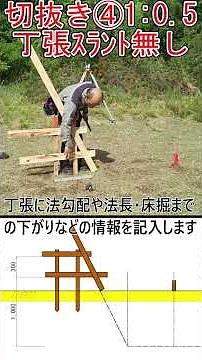 切抜き④法勾配1:0.5の丁張の掛け方【超基本】 #土木 #施工管理 #丁張 #測量 #現場監督 #建設業 #若手技術者 #出来形管理 #レベル測量 #法勾配