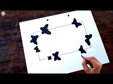How To Draw Butterfly Design Decoration | Black Border Decoration | Butterfly Border Design