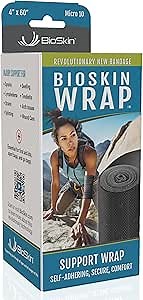 BioSkin Compression Bandage Wrap - Micro 10, 4" x 60" Self Adhesive Elastic Wrap for Sprains, Swelling, Lymphedema, Ankle & Knee Ice Pack Wrap, Tendinitis, Wounds, First Aid Kits, Sports & to-Go Bags