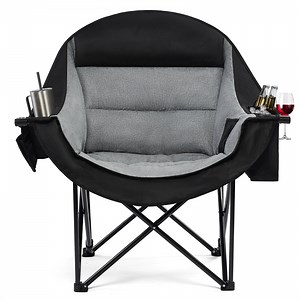 Oversized Camping Chair Heavy Duty 500lbs Capacity with Cup Holder & Cooler Bag