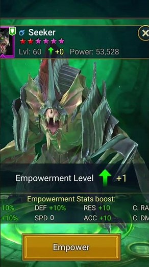 Empowering My Seeker To +1 Empowerment In RAID Shadow Legends