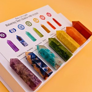 Chakra Crystal Tower Set: 7pcs Gemstone Pillars, Home Decor - Etsy