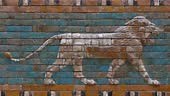 Beautiful glazed tiled bricks bas relief, decoration on ancient walls...