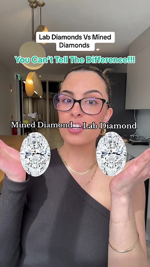 Lab Diamonds vs Mined Diamonds - you can’t tell the difference with the naked eye!💎👀 Lab-grown diamonds and mined diamonds have the same chemical, physical and optical properties. Meaning, if two stones have the same Cut, Colour, Clarity & Carat - you wont be able to tell the difference just by looking at them. #labdiamonds #labgrowndiamond #labgrowndiamonds #ringtok