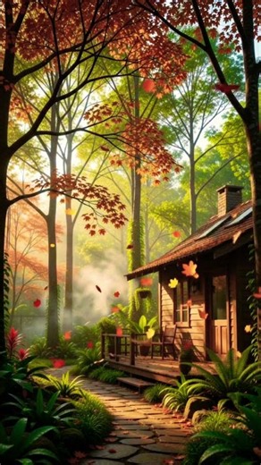 Cozy Autumn Cottage in the Jungle 🍂 | Peaceful Morning Nature Scenery 4K