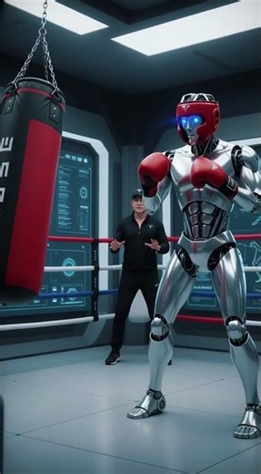 boxing training session where advanced artificial intelligence meets human. #shorts #robottraining
