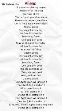 bts, aliens song lycris edit//arirang album//