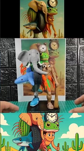 TUTORIAL The Great Combination🪵🦈👟🐘🌵🐸🦐⏰#greatcombination #brainrot #brainrotmemes #clay #plastiline