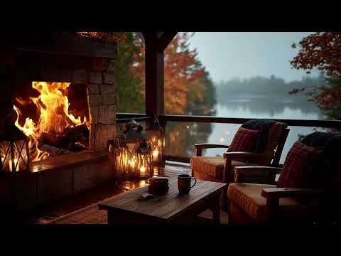 Relaxing Autumn Vibes with Cozy Firelight in a Wooden House – Calm Your Mind and Sleep Peacefully