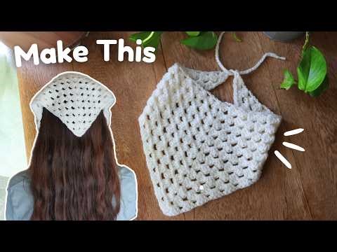Crochet Granny Square Stitch Bandana Tutorial for Beginners