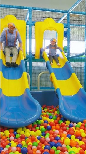 Blippi and Layla Go Down the Slide! #Shorts